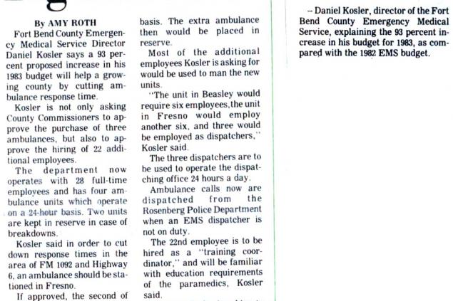 EMS Budget Increase 1983