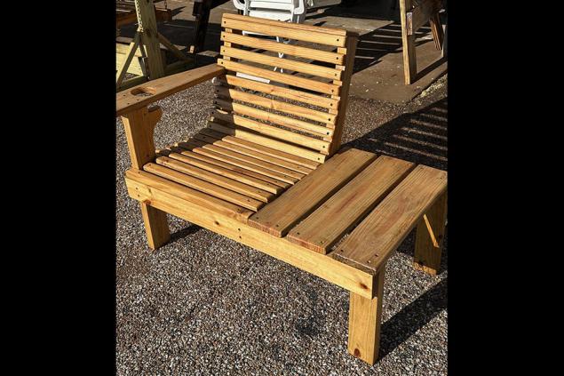 24" chair with attached side table with cup holder and outdoor polycoat