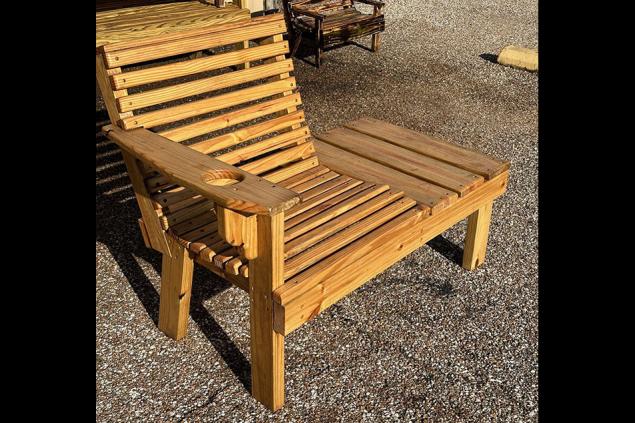 24" chair with attached side table with cup holder and outdoor polycoat